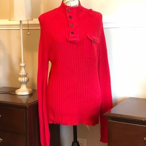 Men’s red mock neck sweater